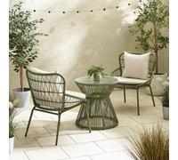 Furniturebox Uk Zuma Green Metal & Rattan 2 Seat Garden Bistro Table Set