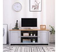 FurnitureHMD 2 Door 2 Shelf Grey and Oak Effect Wooden TV Unit - Size: 50 x 130 x 39cm - Wilko