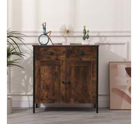 Furniturehmd 2 Doors 2 Drawers Sideboard,buffet Table,cupboard,free Standing Cabinet Organizer, Metal Frame