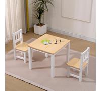 Furniturehmd Kids Table And Chair Set, Nursery Sets,solid Pine Wood,white And Natural Color