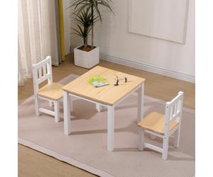 Furniturehmd Kids Table And Chair Set, Nursery Sets,solid Pine Wood,white And Natural Color