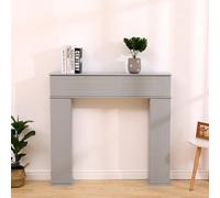 Furniturehmd Living Room Hallway Wooden Fireplace Surrounds Decorative Mantelpiece Storage Fireplace Mantel White/grey