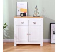 Furniturehmd Sideboard With 2 Doors 2 Drawers Storage Cabinet Cupboard For Living Room,kitchen White And Oak