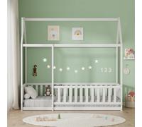 Furniturehmd Wooden Childrens House Bed Frame With Fall Out Protection,solid Pine Wood Kids Bed