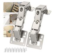 Furniware 1 Pair 170 Degree Frameless Soft Close Cabinet Hinges, Heavy Duty Hidden Hydraulic Lazy Susan Hinges Concealed for Corner Cabinet, Crawlspace Trap Door, Wardrobe(No Cup Grooving)