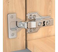 Furniware 10 Pack 3/4" Full Overlay Soft Close Cabinet Hinges, Slow Smooth Self Closing, 105 ° Concealed Hinge, 3D Adjustment, Satin Nickel Clip-on Plate, 5/8" Hidden Hardware for Kitchen Cupboard