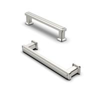 FURNIWARE 10 Pack Brushed Nickel Cabinet Handles, Drawer Pulls 96mm(3.7 Inch) Hole Center, Hardware Modern Kitchen Cabinet Door Handles, Nickel for Kitchen, Bathroom, Wardrobe Cabinets Cupboard