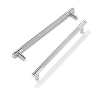 FURNIWARE 10 Pack Brushed Satin Nickel Knurled Cabinet Handles, 192mm(7.5 Inch) Hole Center, T-Shaped Silver Kitchen Cupboard Pulls for Drawer Dresser, Cupboard, Wardrobe