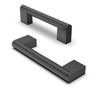 FURNIWARE 10 Pack Cabinet Pulls, Hardware Drawer Handles, Stainless Steel Kitchen Cabinet Door Handles Pull, Matt Black-96mm(3.7 Inch) Hole Center