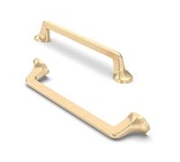 FURNIWARE 10 Pack Cabinet Pulls, Hardware Drawer Handles, Zinc Alloy Kitchen Cabinet Door Handles Pull, Satin Brushed Brass-128mm(5 Inch) Hole Center
