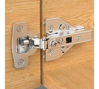Furniware 10 Pack Full Overlay Soft Close Cabinet Hinges, 4D Adjustment, Close Speed Control, 105° Slow Smooth Self Closing, Concealed Hinge, Satin Nickel Clip-on Hidden Hardware for Kitchen Cupboard