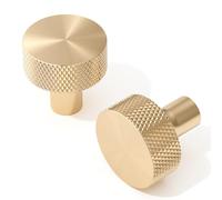 FURNIWARE 10 Pack Gold Cabinet Knobs, Vintage Knurled Round Head, 31mm Pull Handles, Aluminium Door Knobs, Cabinet Hardware for Dresser Drawer, Kitchen Cupboard, Wardrobe