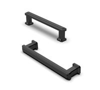 FURNIWARE 10 Pack Matt Black Cabinet Handles, Drawer Pulls 96mm(3.7 Inch) Hole Center, Hardware Modern Kitchen Cabinet Door Handles, for Kitchen, Bathroom, Wardrobe Cabinets Cupboard