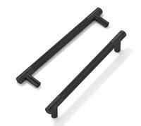 FURNIWARE 10 Pack Matt Black Knurled Cabinet Handles, 160mm(6.3 Inch) Hole Center, T-Shaped Kitchen Cupboard Pulls for Drawer Dresser, Cupboard, Wardrobe