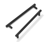 FURNIWARE 10 Pack Matt Black Knurled Cabinet Handles, 192mm(7.5 Inch) Hole Center, T-Shaped Kitchen Cupboard Pulls for Drawer Dresser, Cupboard, Wardrobe