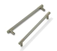 FURNIWARE 10 Pack Shiny Antique Brass Knurled Cabinet Handles, 192mm(7.5 Inch) Hole Center, T-Shaped Kitchen Cupboard Pulls for Drawer Dresser, Cupboard, Wardrobe