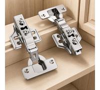 Furniware 10 PCS Cabinet Hinges, 48mm Full Overlay Soft Close 105° Slow Smooth Self Closing, 35mm Cup Diameter, 3D Adjustment, Concealed Hidden Hardware, Clip-on Plate, Door Replacement for Kitchen