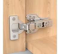 Furniware 2 Pack 1/4" Partial Overlay Soft Close Cabinet Hinges, Slow Smooth Self Closing, 105 ° Concealed Hinge, 3D Adjustment, Satin Nickel Clip-on Plate, 3/8" Hidden Hardware for Kitchen Cupboard