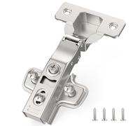 Furniware 2 Pack 3D Full Overlay Soft Close Concealed Cabinet Hinge, Hidden Frameless Door, Stop at 45°-105°, Self Closing, Stain Nickel, Clip On, Euro Stainless Steel Hinges for Kitchen Cupboard