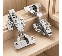 Furniware 2 PCS Cabinet Hinges, 48mm Inset Soft Close 105° Slow Smooth Self Closing, 35mm Cup Diameter, 3D Adjustment, Concealed Hidden Hardware, Clip-on Plate, Door Replacement for Kitchen
