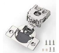 Furniware 2 Pieces 1 Inch Overlay Soft Close Hinges for Kitchen Cabinet - Satin Nickel Hidden Concealed Hinge, Stainless Steel, Self Closing 105 Degree