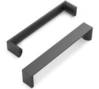 FURNIWARE Pack of 10 Black Cupboard Handles, Drawer Pulls 128mm(5 Inch) Hole Center, Hardware Modern Kitchen Cabinet Door Handles, for Kitchen and Bathroom Cabinets Cupboard