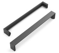 FURNIWARE Pack of 10 Black Cupboard Handles, Drawer Pulls 192mm(7.6 Inch) Hole Center, Hardware Modern Kitchen Cabinet Door Handles, for Kitchen and Bathroom Cabinets Cupboard