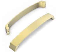 FURNIWARE Pack of 10 Brass Cabinet Handles, Cupboard Handles Drawer Pulls 192mm(7.6 Inch) Hole Center, Hardware Modern Kitchen Cabinet Door Handles, for Kitchen and Bathroom Cabinets Cupboard