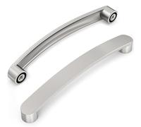 Furniware Pack of 10 Brushed Nickel Cabinet Handles, Drawer Pulls 160mm(6.3 Inch) Hole Center, Modern Kitchen and Bathroom Cabinet Hardware