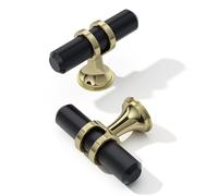 FURNIWARE Pack of 10 Cabinet Fittings Knobs, Drawer Knobs, Kitchen Door Knobs, Cabinet Hardware Knobs, Gold + Black