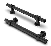FURNIWARE Pack of 10 Cabinet Handles, Hardware Drawer Pulls Kitchen Cabinet Door Handles Pull for Kitchen Dresser Drawer Bathroom, Matt Black,128mm(5 Inch) Hole Center