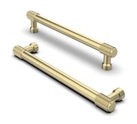 FurniWare Pack of 10 Knurled Cabinet Handles - Brass Drawer Handles for Kitchen Cabinets - 160 mm, Hole Spacing