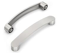 FURNIWARE Pack of 10 Modern Aluminium Cabinet Handles, 128 mm Hole Spacing, Brushed Satin Nickel, Kitchen Handles