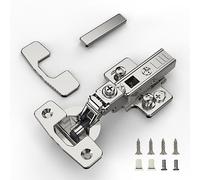 Furniware Pack of 10 Soft Close Cabinet Hinges, Center Stop Hinges, 4D Adjustment (Depth, Side, Height and Closing Speed), Full Overlay Hinges, for Furniture, Kitchen Cabinets
