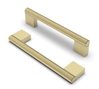 FURNIWARE Pack of 10 Vintage Cabinet Handles, Knurled Furniture Handles, 128 mm Hole Spacing, Brass, Kitchen Handles, Drawer Handles, Furniture Handles for Kitchen Cabinets, Cupboards, Drawer Handles
