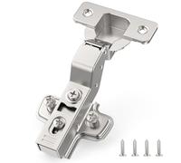 FURNIWARE Pack of 2 Inner Stop Cabinet Hinges, 110° Opening Angle with Hydraulic Spring, Soft Close, 45 mm Pot Drilling, Silver, Cold-rolled Steel, Surface Mount