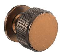 FURNIWARE Pack of 30 Knurled Cabinet Knobs, Antique Brass Cabinet Knobs, Solid Cupboard Handles with 2 Sizes Screws, Round Single Hole for Kitchen, Dresser, Wardrobe, Chest of Drawers, Furniture