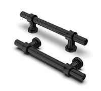 FURNIWARE Pack of 5 Cabinet Handles, Hardware Drawer Pulls Kitchen Cabinet Door Handles Pull for Kitchen Dresser Drawer Bathroom, Matt Black,96mm(3.8 Inch) Hole Center
