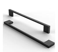 FURNIWARE Pack of 5 Furniture Handles, Cupboard Handles, Kitchen Handles, Black Drawer Handles, 192 mm Hole Spacing, Matt Black, Brushed Stainless Steel