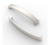 FURNIWARE Pack of 5 Furniture Handles, Drill Hole Spacing 128 mm Bar Handle, Cabinet Arch Pull Kitchen Handle for Kitchen Cabinet Door, Bedroom Chest of Drawers, Bathroom, Brushed Satin Nickel