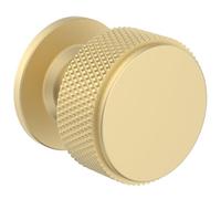FURNIWARE Pack of 5 Knurled Cabinet Knobs, Brass Cabinet Knobs, Solid Cupboard Handles with 2 Sizes Screws, Gold Round Single Hole for Kitchen, Dresser, Wardrobe, Chest of Drawers, Furniture