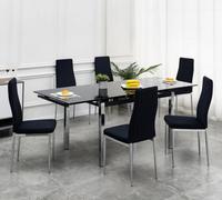 Furnizone UK Grande 6-8 Seater Extending Dining Table And 6 Monza Black Velvet Chairs