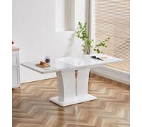 Furnizone UK Mozart 6-Seater White Marble Effect Glass Extending Dining Table