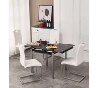 Furnizone UK Piccolo 4-Seater Extending Dining Table And 4 Isaac White Faux Leather Chairs