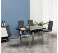 Furnizone UK Piccolo 4-Seater Extending Dining Table And 4 Monza Grey Faux Leather Chairs