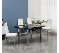 Furnizone UK Piccolo 4-Seater Extending Dining Table And 4 Monza White Faux Leather Chairs
