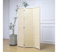 Furnnylane 3 Panel Bamboo Room Divider and Folding Panel Screen,Bamboo Panel Divider for Room Separation,Beige,170 cm H x 117 cm W