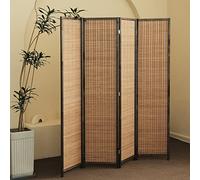 Furnnylane 4 Panel Bamboo Room Divider and Folding Panel Screen,Bamboo Panel Divider for Room Separation,Brown,170 cm H x 156 cm W