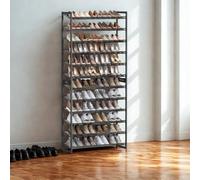 FURNOLD 10 Tier Steel Stackable Hallway Large Shoe Storage Rack Organiser