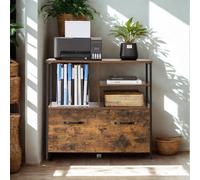 FURNOLD 2 Drawer Portable Filing Cabinet With Storage Shelves